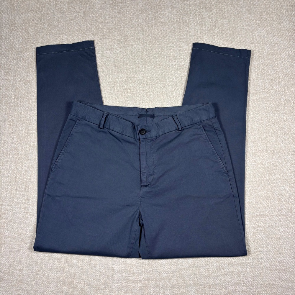 Sunspel x Tessuti Sondrio Mens Slate Blue Grey Cotton Chino Trouser Pant W32 L32